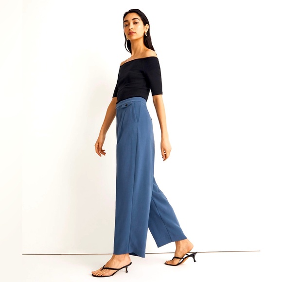 The Rosedale High-Rise Straight Pant in Crepe Nighttime Blue 0 - Picture 1 of 4
